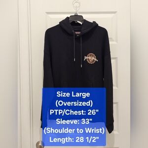 Guess Jeans Stamp Logo LS Oversized Hoodie, NWT, Size Large